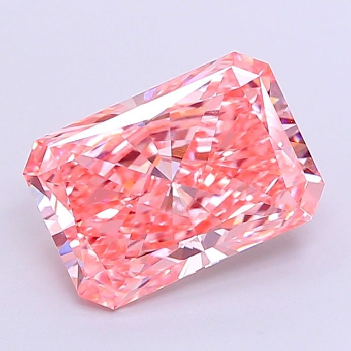 Loose Diamond - RADIANT 2.64ct Fancy Vivid Pink VVS2: Loose Diamond - RADIANT 2.64ct Fancy Vivid Pink VVS2 Source: This is a real non-mined Diamond that has been grown in a lab Shape: RADIANT Carats: 2.64 Color: Fancy Vivid Pink Certification: IGI Video: