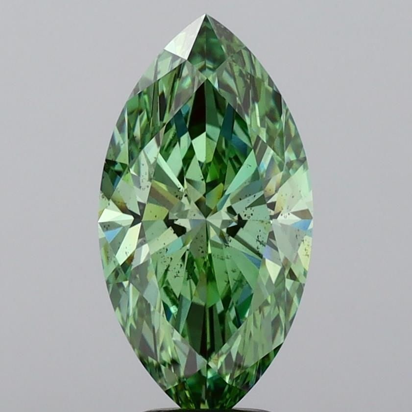 Loose Diamond - MARQUISE 4.28ct Fancy Vivid Green SI1: Loose Diamond - MARQUISE 4.28ct Fancy Vivid Green SI1 Source: This is a real non-mined Diamond that has been grown in a lab Shape: MARQUISE Carats: 4.28 Color: Fancy Vivid Green Certification: IGI Vid
