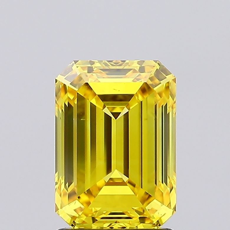 Loose Diamond - EMERALD 1.93ct Fancy Vivid Yellow VS2: Loose Diamond - EMERALD 1.93ct Fancy Vivid Yellow VS2 Source: This is a real non-mined Diamond that has been grown in a lab Shape: EMERALD Carats: 1.93 Color: Fancy Vivid Yellow Certification: IGI Vid
