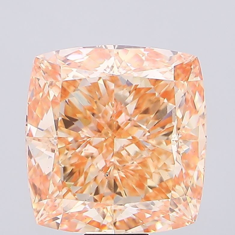 Loose Diamond - CUSHION MODIFIED 26.0ct Fancy Vivid Pinkish Orange VS2: Loose Diamond - CUSHION MODIFIED 26.0ct Fancy Vivid Pinkish Orange VS2 Source: This is a real non-mined Diamond that has been grown in a lab Shape: CUSHION MODIFIED Carats: 26.0 Color: Fancy Vivid Pin