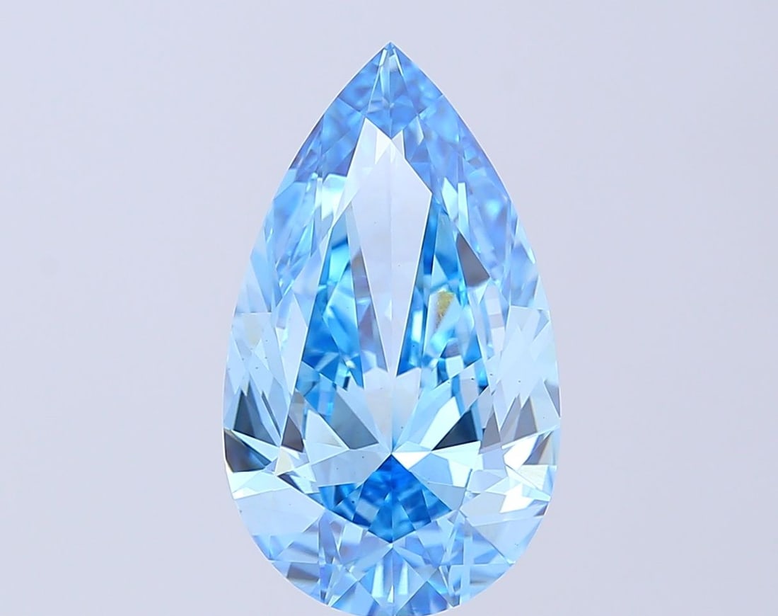 Loose Diamond - PEAR 5.01ct Fancy Vivid Blue VS1: Loose Diamond - PEAR 5.01ct Fancy Vivid Blue VS1 Source: This is a real non-mined Diamond that has been grown in a lab Shape: PEAR Carats: 5.01 Color: Fancy Vivid Blue Certification: IGI The Diamond D