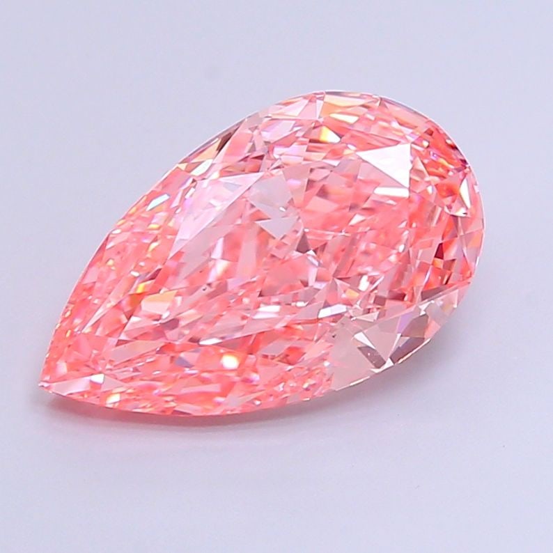 Loose Diamond - PEAR 4.4ct Fancy Vivid Pink VS1: Loose Diamond - PEAR 4.4ct Fancy Vivid Pink VS1 Source: This is a real non-mined Diamond that has been grown in a lab Shape: PEAR Carats: 4.4 Color: Fancy Vivid Pink Certification: IGI Video: