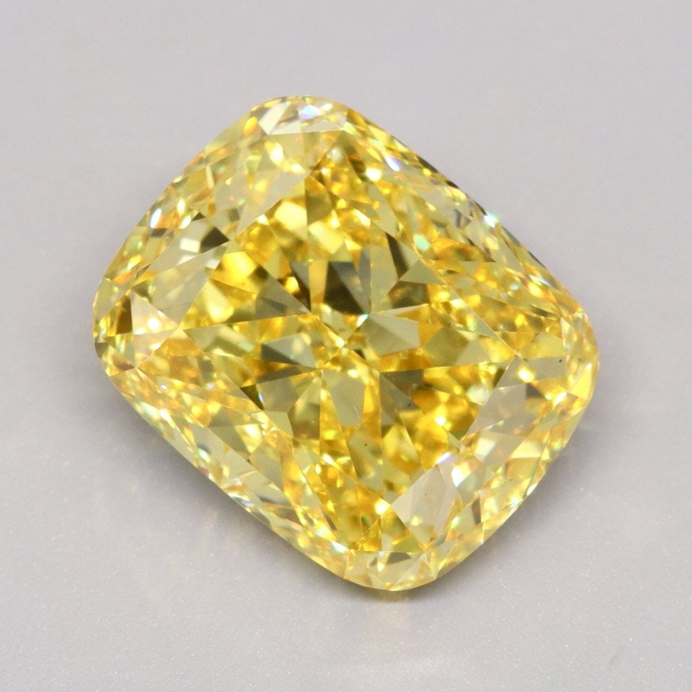Loose Diamond - CUSHION MODIFIED 5.06ct Fancy Vivid Yellow VS1: Loose Diamond - CUSHION MODIFIED 5.06ct Fancy Vivid Yellow VS1 Source: This is a real non-mined Diamond that has been grown in a lab Shape: CUSHION MODIFIED Carats: 5.06 Color: Fancy Vivid Yellow Cert