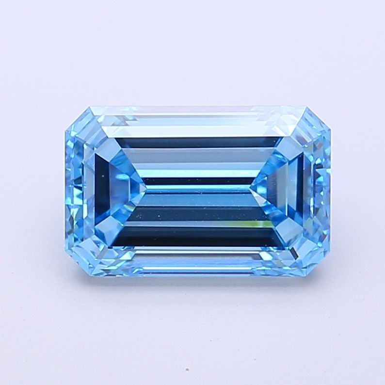 Loose Diamond - EMERALD 2.41ct Fancy Vivid Blue VS1: Loose Diamond - EMERALD 2.41ct Fancy Vivid Blue VS1 Source: This is a real non-mined Diamond that has been grown in a lab Shape: EMERALD Carats: 2.41 Color: Fancy Vivid Blue Certification: IGI Video: