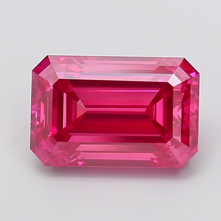 Loose Diamond - EMERALD 5.01ct Fancy Vivid Pink VS1: Loose Diamond - EMERALD 5.01ct Fancy Vivid Pink VS1 Source: This is a real non-mined Diamond that has been grown in a lab Shape: EMERALD Carats: 5.01 Color: Fancy Vivid Pink Certification: IGI Video: