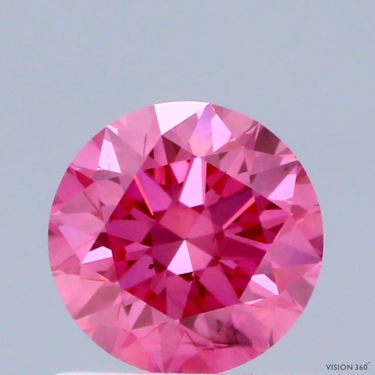 Ideal Loose Diamond - ROUND 1.01ct Fancy Vivid Pink VS2: Ideal Loose Diamond - ROUND 1.01ct Fancy Vivid Pink VS2 Source: This is a real non-mined Diamond that has been grown in a lab Shape: ROUND Carats: 1.01 Color: Fancy Vivid Pink Certification: IGI Video