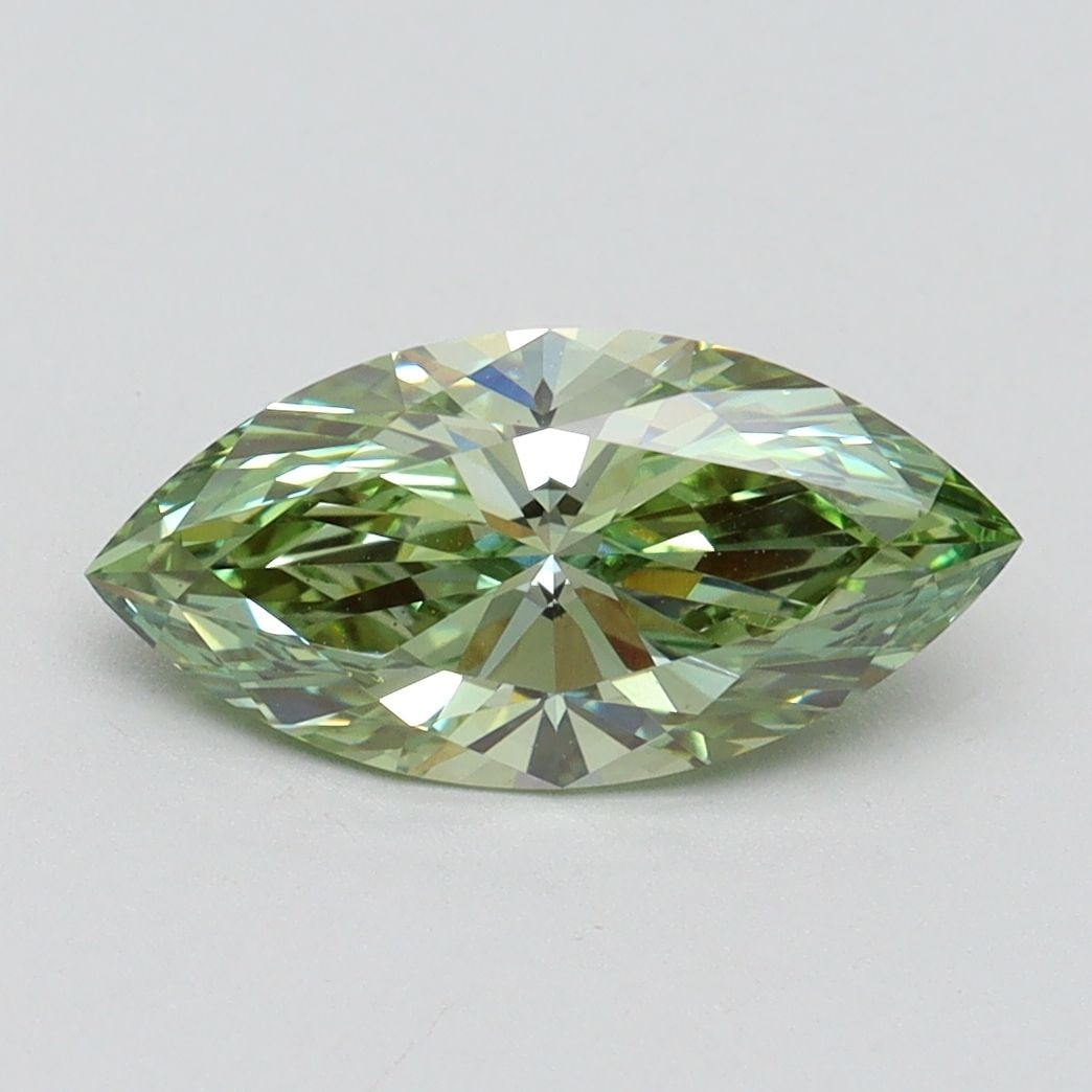 Loose Diamond - MARQUISE 1.53ct Fancy Vivid Green VS1: Loose Diamond - MARQUISE 1.53ct Fancy Vivid Green VS1 Source: This is a real non-mined Diamond that has been grown in a lab Shape: MARQUISE Carats: 1.53 Color: Fancy Vivid Green Certification: IGI Vid