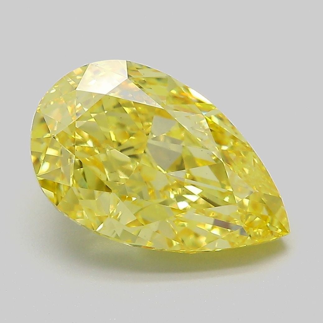 Loose Diamond - PEAR 4.09ct Fancy Vivid Yellow VS1: Loose Diamond - PEAR 4.09ct Fancy Vivid Yellow VS1 Source: This is a real non-mined Diamond that has been grown in a lab Shape: PEAR Carats: 4.09 Color: Fancy Vivid Yellow Certification: IGI Video: