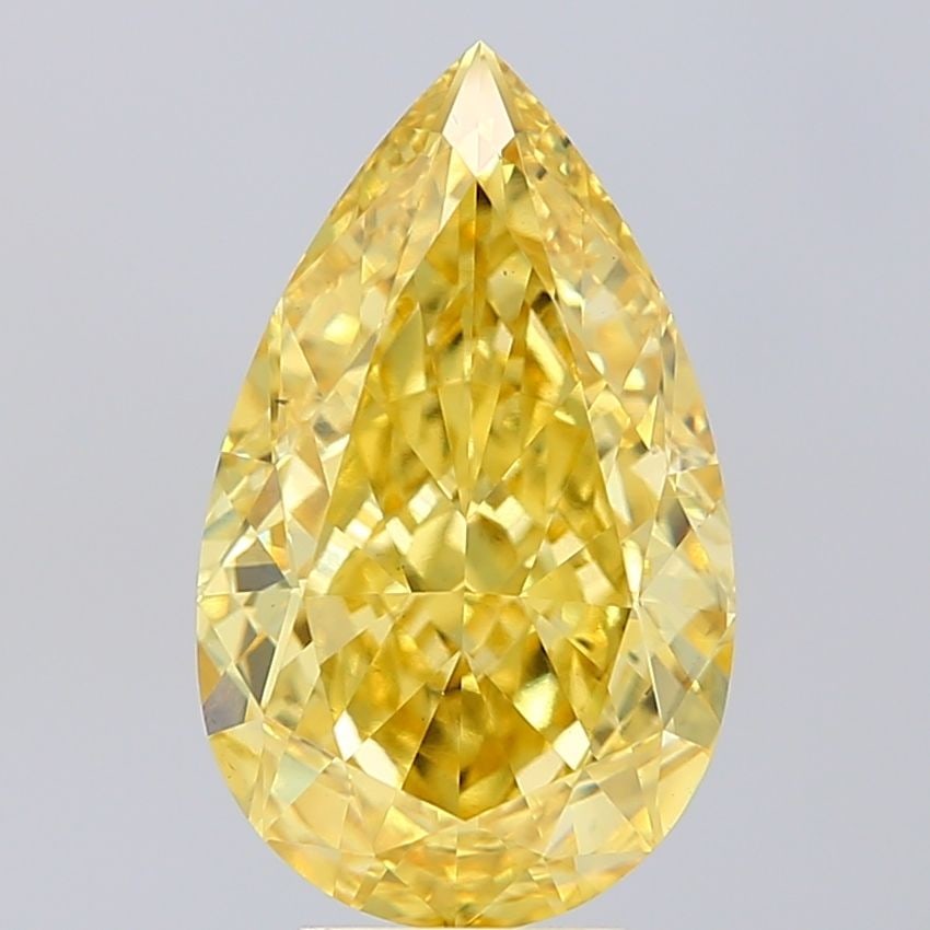 Loose Diamond - PEAR 5.27ct Fancy Intense Yellow VS1: Loose Diamond - PEAR 5.27ct Fancy Intense Yellow VS1 Source: This is a real non-mined Diamond that has been grown in a lab Shape: PEAR Carats: 5.27 Color: Fancy Intense Yellow Certification: IGI Video