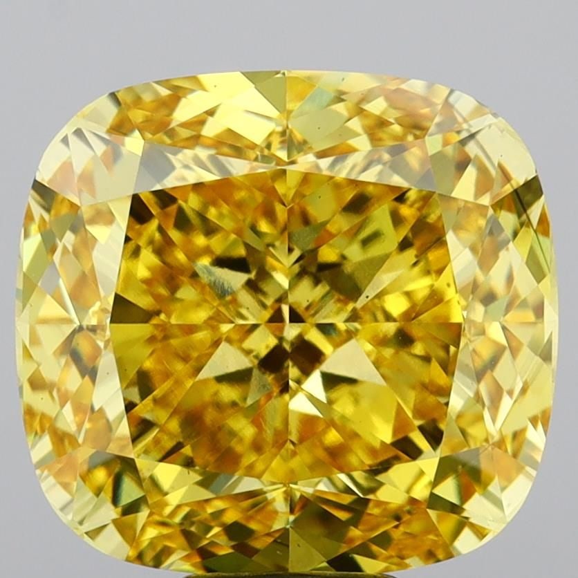 Loose Diamond - CUSHION MODIFIED 10.8ct Fancy Vivid Yellow VS2: Loose Diamond - CUSHION MODIFIED 10.8ct Fancy Vivid Yellow VS2 Source: This is a real non-mined Diamond that has been grown in a lab Shape: CUSHION MODIFIED Carats: 10.8 Color: Fancy Vivid Yellow Cert