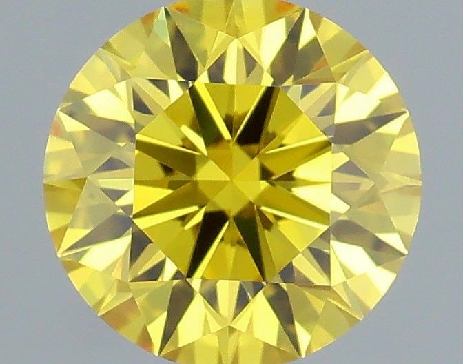 Ideal Loose Diamond - ROUND 0.61ct Fancy Vivid Yellow VVS1: Ideal Loose Diamond - ROUND 0.61ct Fancy Vivid Yellow VVS1 Source: This is a real non-mined Diamond that has been grown in a lab Shape: ROUND Carats: 0.61 Color: Fancy Vivid Yellow Certification: IGI 