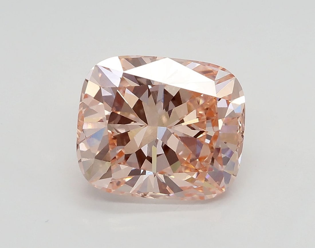 Loose Diamond - CUSHION BRILLIANT 2.71ct Fancy Intense Brownish Pink VS1: Loose Diamond - CUSHION BRILLIANT 2.71ct Fancy Intense Brownish Pink VS1 Source: This is a real non-mined Diamond that has been grown in a lab Shape: CUSHION BRILLIANT Carats: 2.71 Color: Fancy Intens