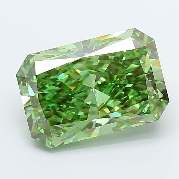 Loose Diamond - RADIANT 5.01ct Fancy Vivid Green VS1: Loose Diamond - RADIANT 5.01ct Fancy Vivid Green VS1 Source: This is a real non-mined Diamond that has been grown in a lab Shape: RADIANT Carats: 5.01 Color: Fancy Vivid Green Certification: IGI Video
