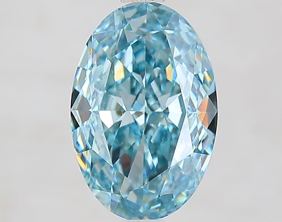 Loose Diamond - OVAL 2.96ct Fancy Vivid Greenish Blue VS1: Loose Diamond - OVAL 2.96ct Fancy Vivid Greenish Blue VS1 Source: This is a real non-mined Diamond that has been grown in a lab Shape: OVAL Carats: 2.96 Color: Fancy Vivid Greenish Blue Certification: