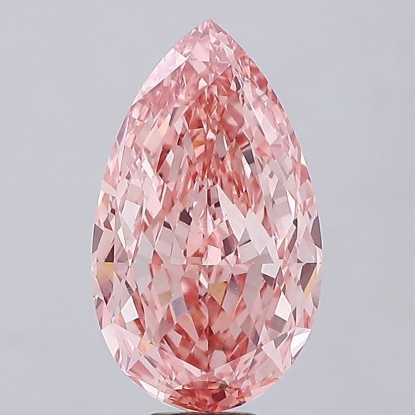 Loose Diamond - PEAR 15.53ct Fancy Vivid Pink VS1: Loose Diamond - PEAR 15.53ct Fancy Vivid Pink VS1 Source: This is a real non-mined Diamond that has been grown in a lab Shape: PEAR Carats: 15.53 Color: Fancy Vivid Pink Certification: IGI Video: