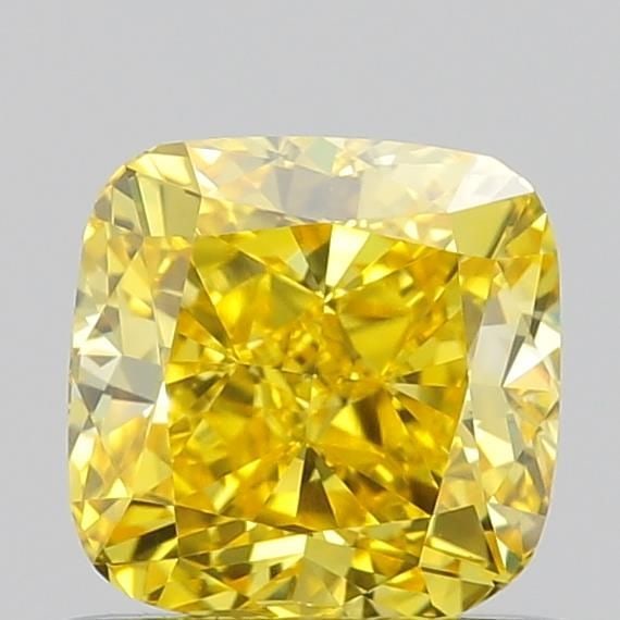 Loose Diamond - CUSHION MODIFIED 0.79ct Fancy Vivid Yellow VVS2: Loose Diamond - CUSHION MODIFIED 0.79ct Fancy Vivid Yellow VVS2 Source: This is a real non-mined Diamond that has been grown in a lab Shape: CUSHION MODIFIED Carats: 0.79 Color: Fancy Vivid Yellow Cer