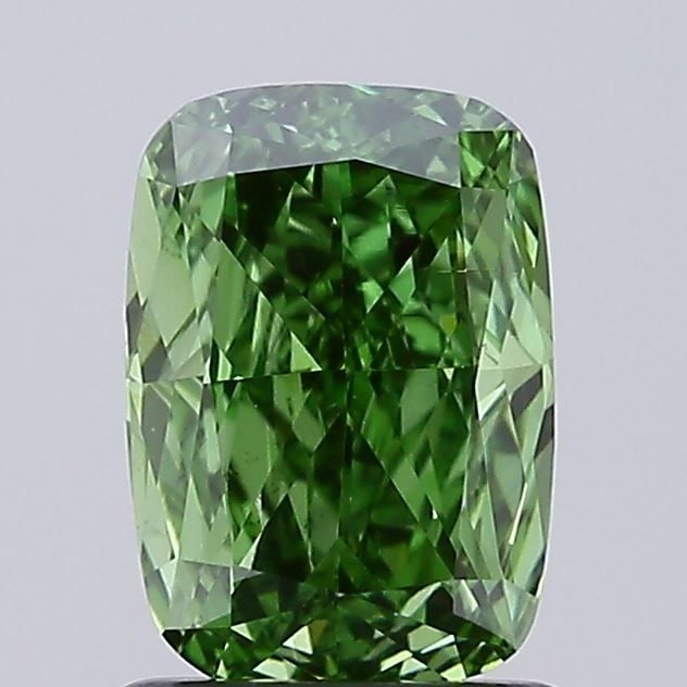 Loose Diamond - CUSHION MODIFIED 1.18ct Fancy Vivid Green VS1: Loose Diamond - CUSHION MODIFIED 1.18ct Fancy Vivid Green VS1 Source: This is a real non-mined Diamond that has been grown in a lab Shape: CUSHION MODIFIED Carats: 1.18 Color: Fancy Vivid Green Certif