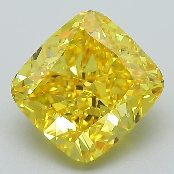 Loose Diamond - CUSHION BRILLIANT 2.56ct Fancy Vivid Yellow VVS2: Loose Diamond - CUSHION BRILLIANT 2.56ct Fancy Vivid Yellow VVS2 Source: This is a real non-mined Diamond that has been grown in a lab Shape: CUSHION BRILLIANT Carats: 2.56 Color: Fancy Vivid Yellow C