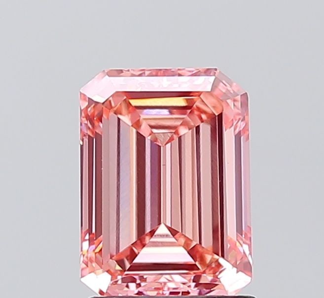 Loose Diamond - EMERALD 1.74ct Fancy Vivid Pink VVS2: Loose Diamond - EMERALD 1.74ct Fancy Vivid Pink VVS2 Source: This is a real non-mined Diamond that has been grown in a lab Shape: EMERALD Carats: 1.74 Color: Fancy Vivid Pink Certification: IGI Video: