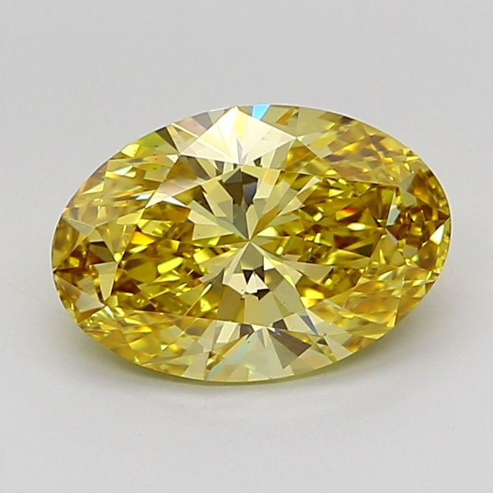 Loose Diamond - OVAL 2.53ct Fancy Intense Yellow VS2: Loose Diamond - OVAL 2.53ct Fancy Intense Yellow VS2 Source: This is a real non-mined Diamond that has been grown in a lab Shape: OVAL Carats: 2.53 Color: Fancy Intense Yellow Certification: IGI Video