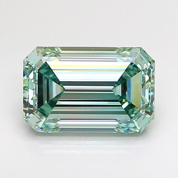 Loose Diamond - EMERALD 2.05ct Fancy Vivid Green VVS2: Loose Diamond - EMERALD 2.05ct Fancy Vivid Green VVS2 Source: This is a real non-mined Diamond that has been grown in a lab Shape: EMERALD Carats: 2.05 Color: Fancy Vivid Green Certification: IGI Vide