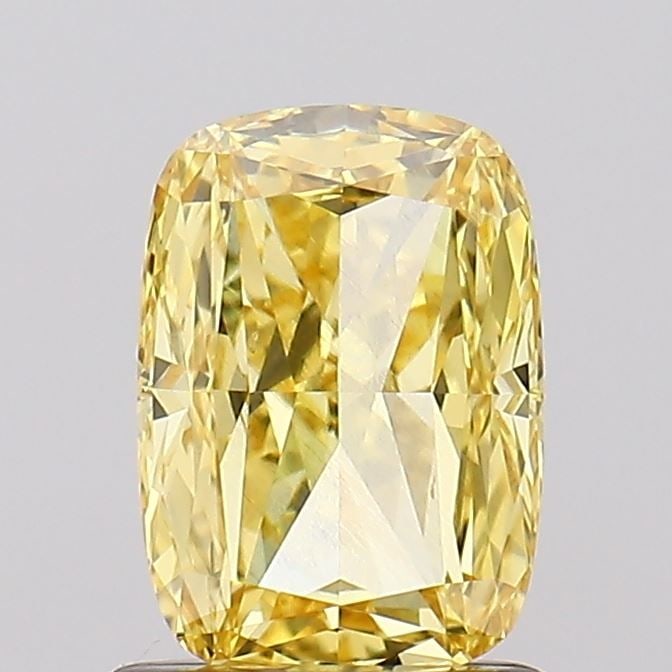 Loose Diamond - CUSHION MODIFIED 1.01ct Fancy Vivid Yellow VS1: Loose Diamond - CUSHION MODIFIED 1.01ct Fancy Vivid Yellow VS1 Source: This is a real non-mined Diamond that has been grown in a lab Shape: CUSHION MODIFIED Carats: 1.01 Color: Fancy Vivid Yellow Cert
