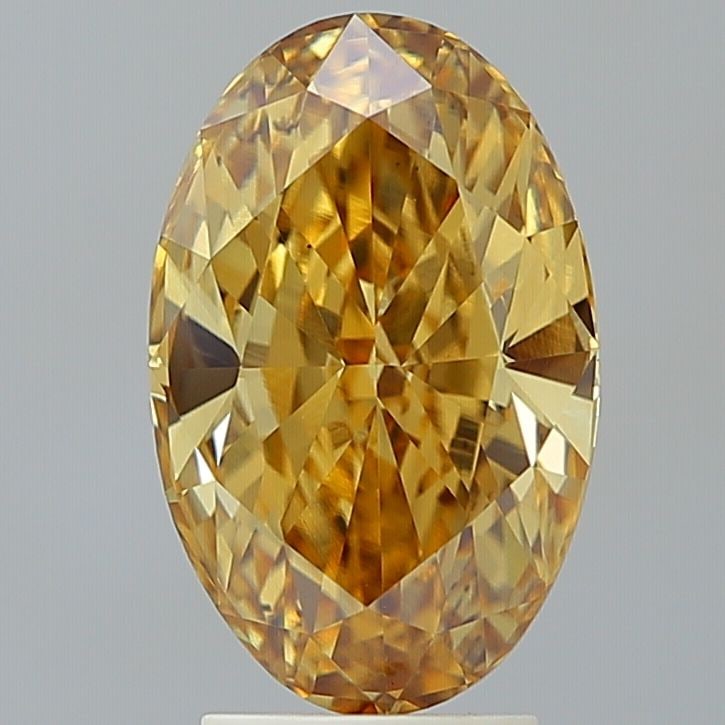 Loose Diamond - OVAL 4.05ct Fancy Intense Brownish Yellow VS1: Loose Diamond - OVAL 4.05ct Fancy Intense Brownish Yellow VS1 Source: This is a real non-mined Diamond that has been grown in a lab Shape: OVAL Carats: 4.05 Color: Fancy Intense Brownish Yellow Certif