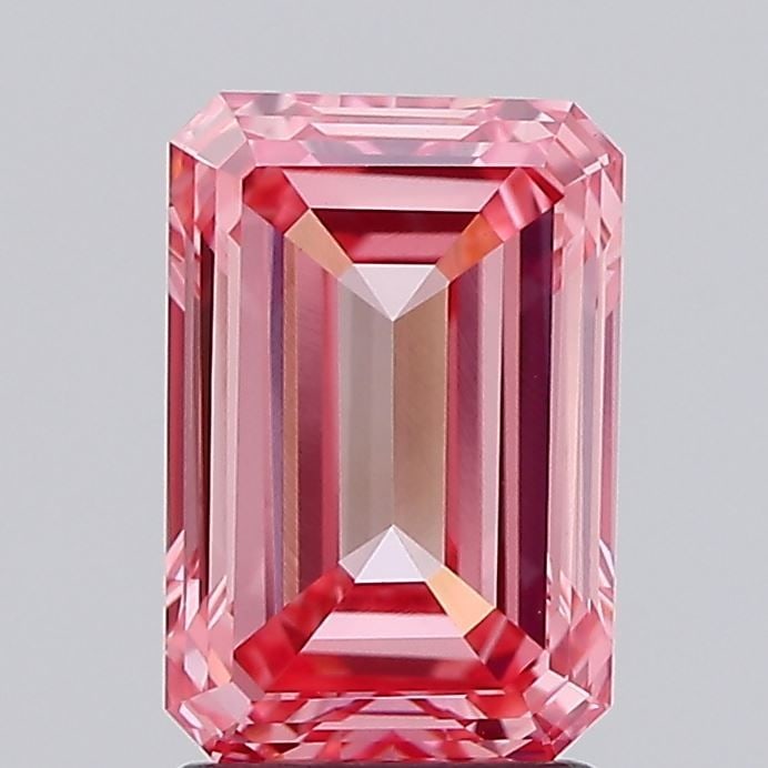 Loose Diamond - EMERALD 2.01ct Fancy Vivid Pink VVS2: Loose Diamond - EMERALD 2.01ct Fancy Vivid Pink VVS2 Source: This is a real non-mined Diamond that has been grown in a lab Shape: EMERALD Carats: 2.01 Color: Fancy Vivid Pink Certification: IGI Video: