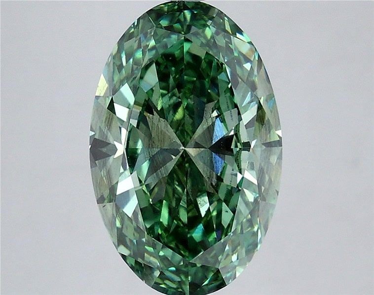 Loose Diamond - OVAL 5.05ct Fancy Vivid Green VS2: Loose Diamond - OVAL 5.05ct Fancy Vivid Green VS2 Source: This is a real non-mined Diamond that has been grown in a lab Shape: OVAL Carats: 5.05 Color: Fancy Vivid Green Certification: IGI Video: