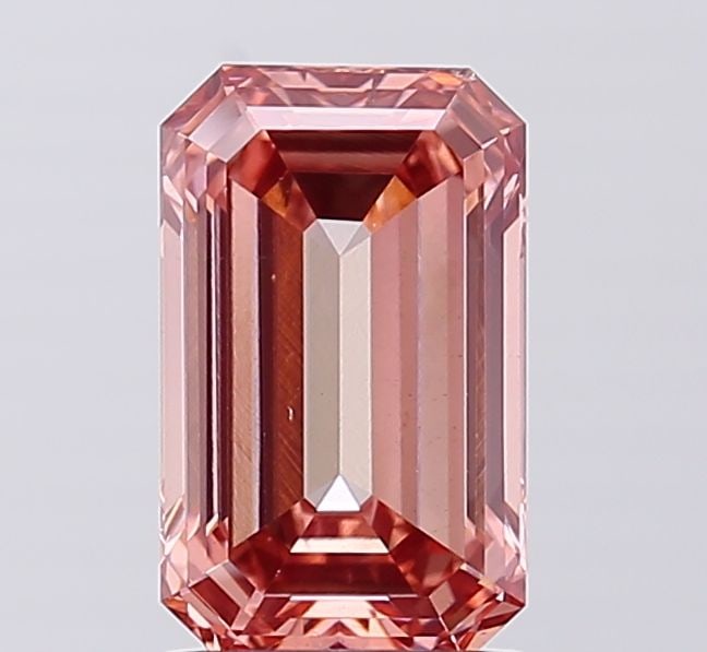 Loose Diamond - EMERALD 2.04ct Fancy Intense Brownish Pink VS2: Loose Diamond - EMERALD 2.04ct Fancy Intense Brownish Pink VS2 Source: This is a real non-mined Diamond that has been grown in a lab Shape: EMERALD Carats: 2.04 Color: Fancy Intense Brownish Pink Cert