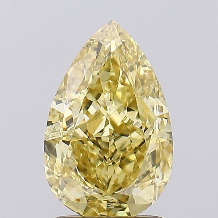 Loose Diamond - PEAR 2.03ct Fancy Vivid Yellow VS1: Loose Diamond - PEAR 2.03ct Fancy Vivid Yellow VS1 Source: This is a real non-mined Diamond that has been grown in a lab Shape: PEAR Carats: 2.03 Color: Fancy Vivid Yellow Certification: IGI Video: