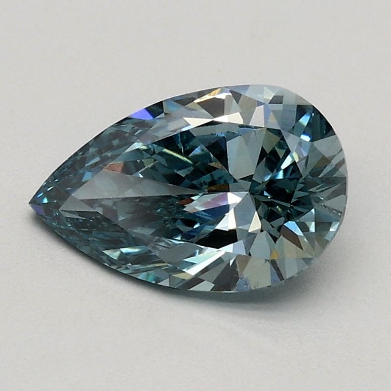 Loose Diamond - PEAR 0.7ct Fancy Intense Greenish Blue VS1: Loose Diamond - PEAR 0.7ct Fancy Intense Greenish Blue VS1 Source: This is a real non-mined Diamond that has been grown in a lab Shape: PEAR Carats: 0.7 Color: Fancy Intense Greenish Blue Certificatio