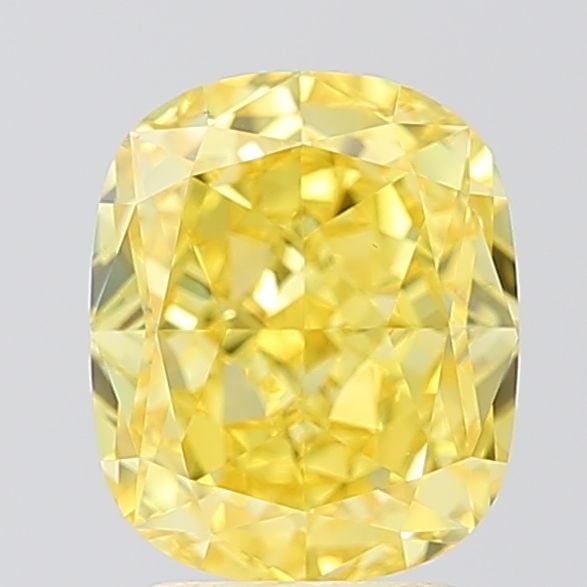 Loose Diamond - CUSHION MODIFIED 3.0ct Fancy Vivid Yellow VS1: Loose Diamond - CUSHION MODIFIED 3.0ct Fancy Vivid Yellow VS1 Source: This is a real non-mined Diamond that has been grown in a lab Shape: CUSHION MODIFIED Carats: 3.0 Color: Fancy Vivid Yellow Certif
