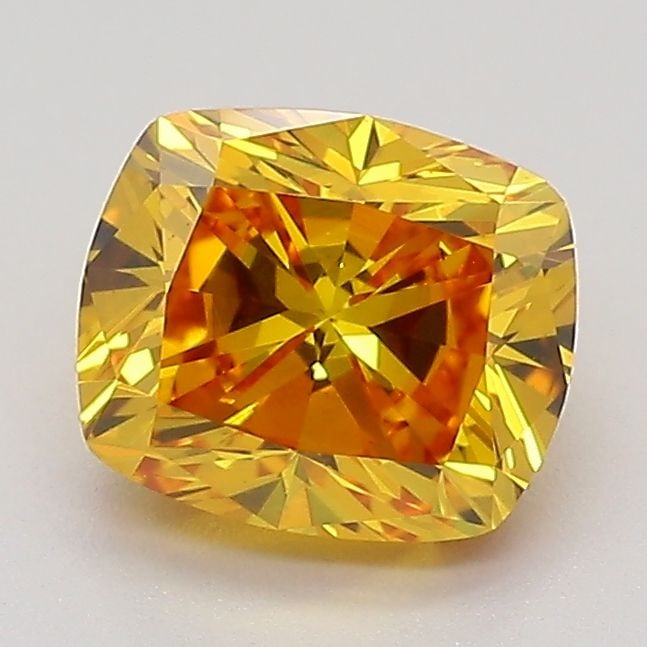Loose Diamond - CUSHION MODIFIED 1.58ct Fancy Orangey Yellow VS2: Loose Diamond - CUSHION MODIFIED 1.58ct Fancy Orangey Yellow VS2 Source: This is a real non-mined Diamond that has been grown in a lab Shape: CUSHION MODIFIED Carats: 1.58 Color: Fancy Orangey Yellow 