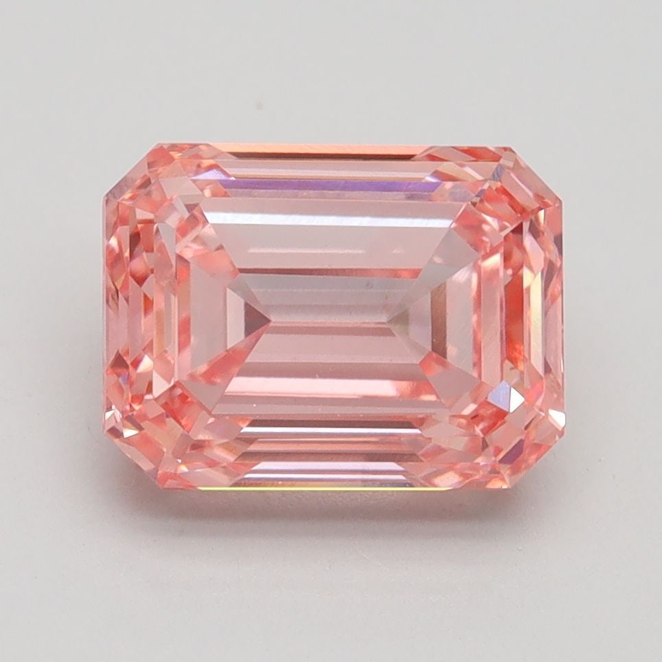 Loose Diamond - EMERALD 3.01ct Fancy Vivid Pink VS1: Loose Diamond - EMERALD 3.01ct Fancy Vivid Pink VS1 Source: This is a real non-mined Diamond that has been grown in a lab Shape: EMERALD Carats: 3.01 Color: Fancy Vivid Pink Certification: IGI Video: