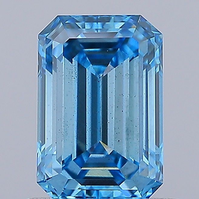 Loose Diamond - EMERALD 1.03ct Fancy Vivid Blue SI1: Loose Diamond - EMERALD 1.03ct Fancy Vivid Blue SI1 Source: This is a real non-mined Diamond that has been grown in a lab Shape: EMERALD Carats: 1.03 Color: Fancy Vivid Blue Certification: IGI Video: