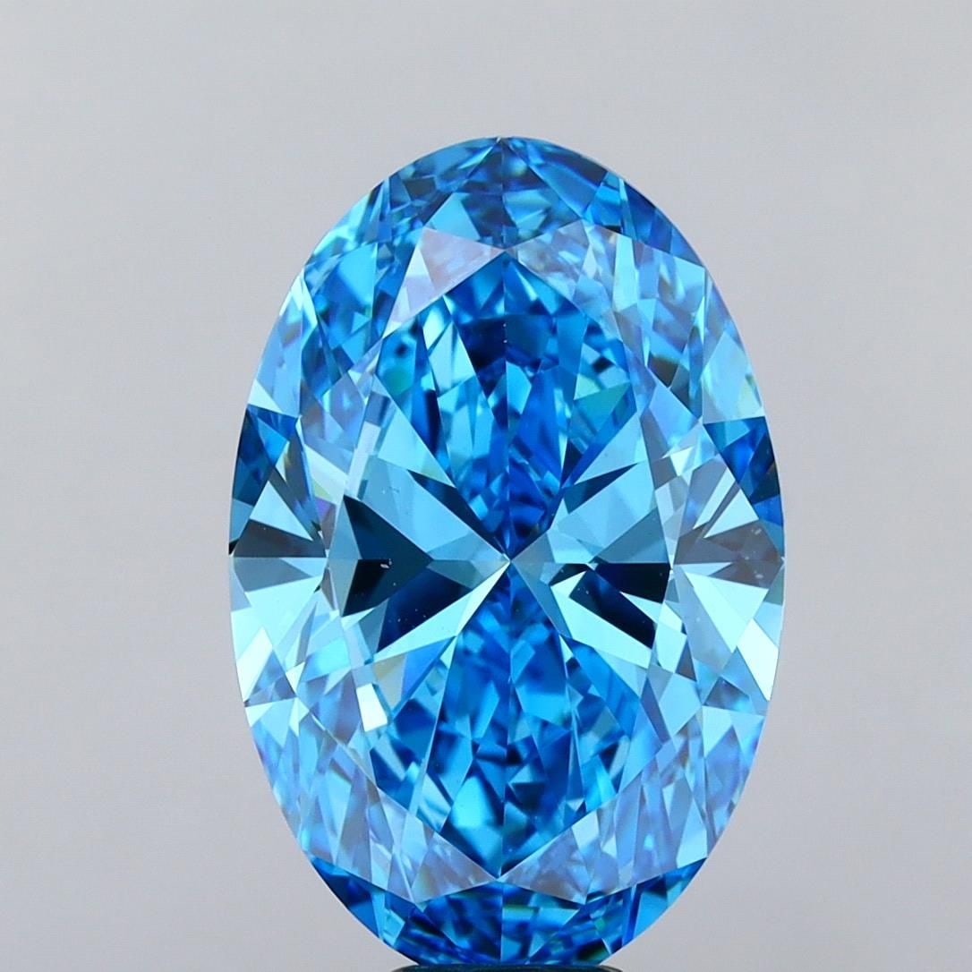 Loose Diamond - OVAL 12.03ct Fancy Vivid Blue VS1: Loose Diamond - OVAL 12.03ct Fancy Vivid Blue VS1 Source: This is a real non-mined Diamond that has been grown in a lab Shape: OVAL Carats: 12.03 Color: Fancy Vivid Blue Certification: IGI Video: