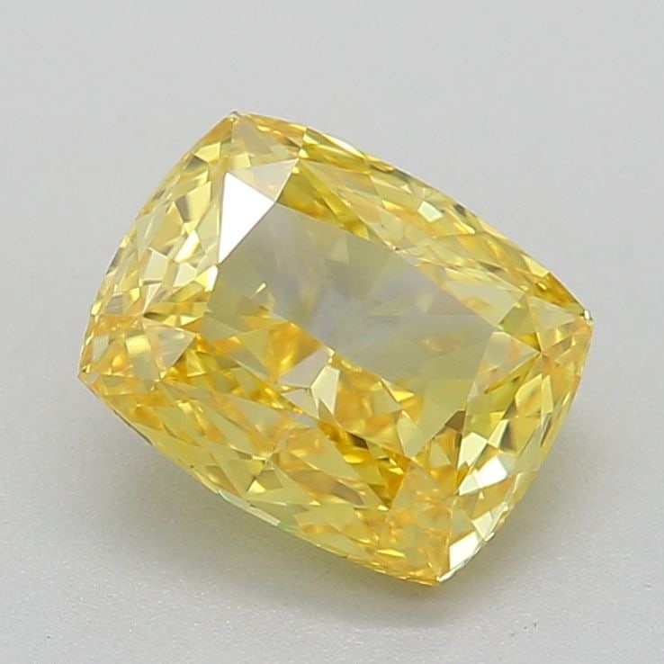 Loose Diamond - CUSHION MODIFIED 0.85ct Fancy Vivid Yellow VVS2: Loose Diamond - CUSHION MODIFIED 0.85ct Fancy Vivid Yellow VVS2 Source: This is a real non-mined Diamond that has been grown in a lab Shape: CUSHION MODIFIED Carats: 0.85 Color: Fancy Vivid Yellow Cer