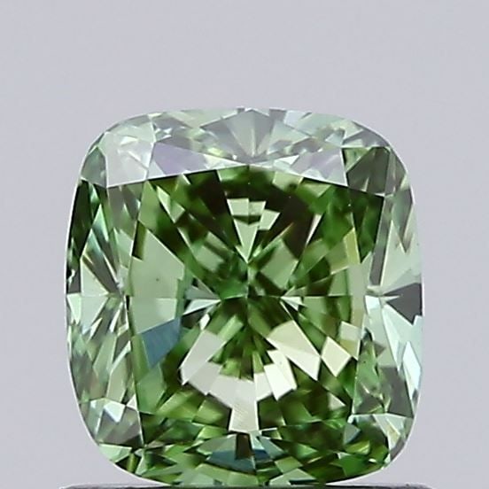 Loose Diamond - CUSHION MODIFIED 0.85ct Fancy Vivid Green VS1: Loose Diamond - CUSHION MODIFIED 0.85ct Fancy Vivid Green VS1 Source: This is a real non-mined Diamond that has been grown in a lab Shape: CUSHION MODIFIED Carats: 0.85 Color: Fancy Vivid Green Certif