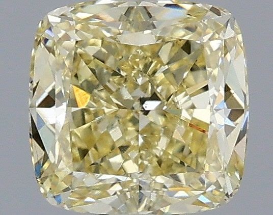 Loose Diamond - CUSHION MODIFIED 1.02ct Fancy Light Yellow VS1: Loose Diamond - CUSHION MODIFIED 1.02ct Fancy Light Yellow VS1 Source: This is a real non-mined Diamond that has been grown in a lab Shape: CUSHION MODIFIED Carats: 1.02 Color: Fancy Light Yellow Cert