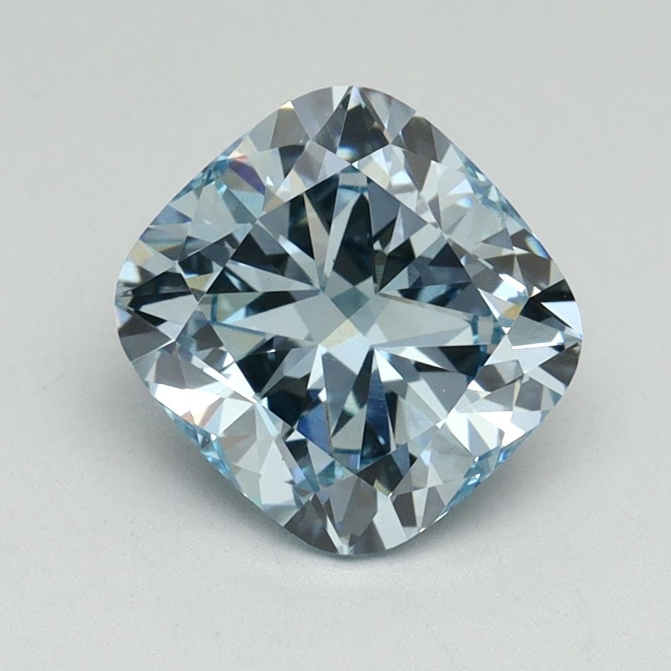Loose Diamond - CUSHION BRILLIANT 2.11ct Fancy Vivid Blue VS1: Loose Diamond - CUSHION BRILLIANT 2.11ct Fancy Vivid Blue VS1 Source: This is a real non-mined Diamond that has been grown in a lab Shape: CUSHION BRILLIANT Carats: 2.11 Color: Fancy Vivid Blue Certif