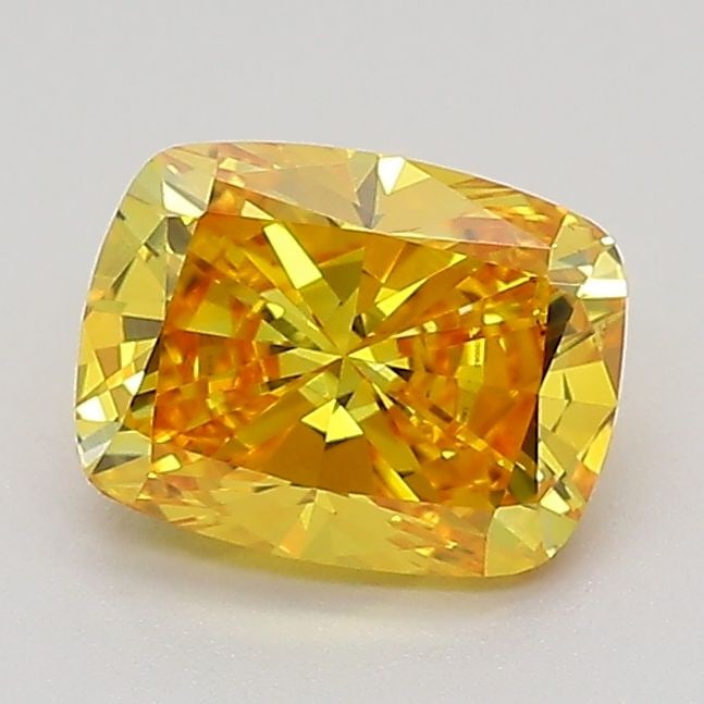 Loose Diamond - CUSHION MODIFIED 1.12ct Fancy Vivid Orangey Yellow VS2: Loose Diamond - CUSHION MODIFIED 1.12ct Fancy Vivid Orangey Yellow VS2 Source: This is a real non-mined Diamond that has been grown in a lab Shape: CUSHION MODIFIED Carats: 1.12 Color: Fancy Vivid Ora