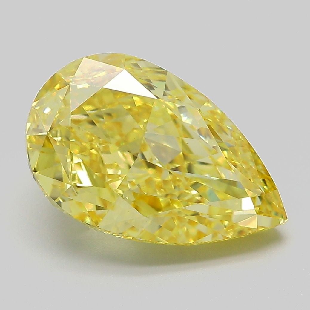Loose Diamond - PEAR 4.56ct Fancy Vivid Yellow VS1: Loose Diamond - PEAR 4.56ct Fancy Vivid Yellow VS1 Source: This is a real non-mined Diamond that has been grown in a lab Shape: PEAR Carats: 4.56 Color: Fancy Vivid Yellow Certification: IGI Video: