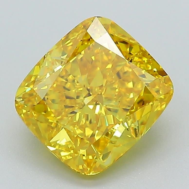 Loose Diamond - CUSHION BRILLIANT 2.69ct Fancy Vivid Yellow VVS1: Loose Diamond - CUSHION BRILLIANT 2.69ct Fancy Vivid Yellow VVS1 Source: This is a real non-mined Diamond that has been grown in a lab Shape: CUSHION BRILLIANT Carats: 2.69 Color: Fancy Vivid Yellow C