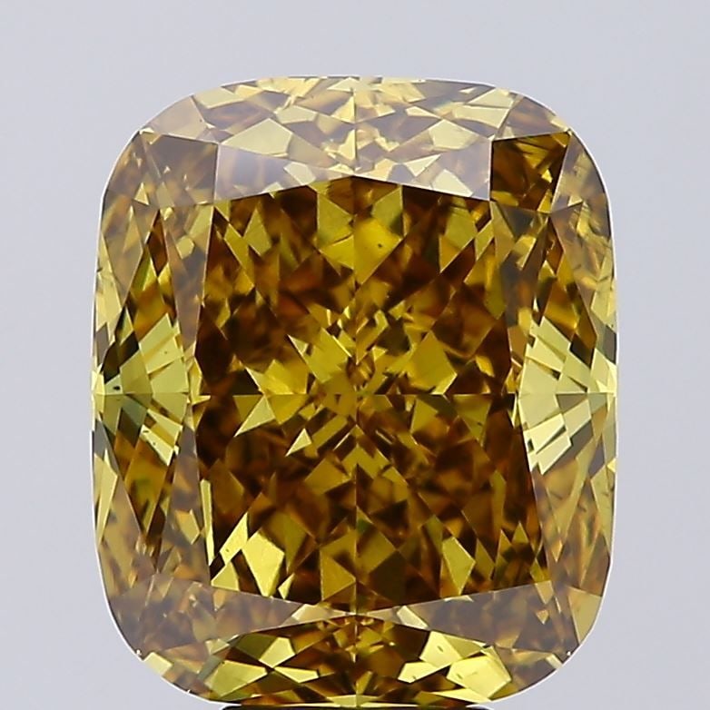 Loose Diamond - CUSHION MODIFIED 8.1ct Fancy Intense Brownish Yellow VS2: Loose Diamond - CUSHION MODIFIED 8.1ct Fancy Intense Brownish Yellow VS2 Source: This is a real non-mined Diamond that has been grown in a lab Shape: CUSHION MODIFIED Carats: 8.1 Color: Fancy Intense 