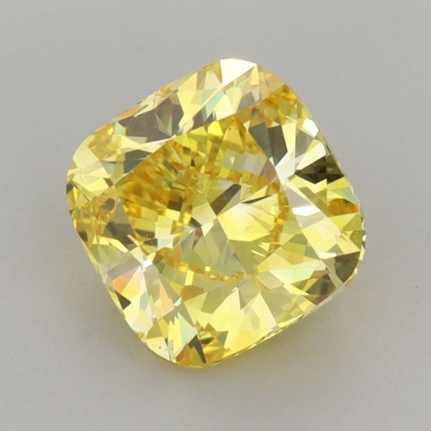 Loose Diamond - CUSHION MODIFIED 1.97ct Fancy Vivid Yellow VS1: Loose Diamond - CUSHION MODIFIED 1.97ct Fancy Vivid Yellow VS1 Source: This is a real non-mined Diamond that has been grown in a lab Shape: CUSHION MODIFIED Carats: 1.97 Color: Fancy Vivid Yellow Cert