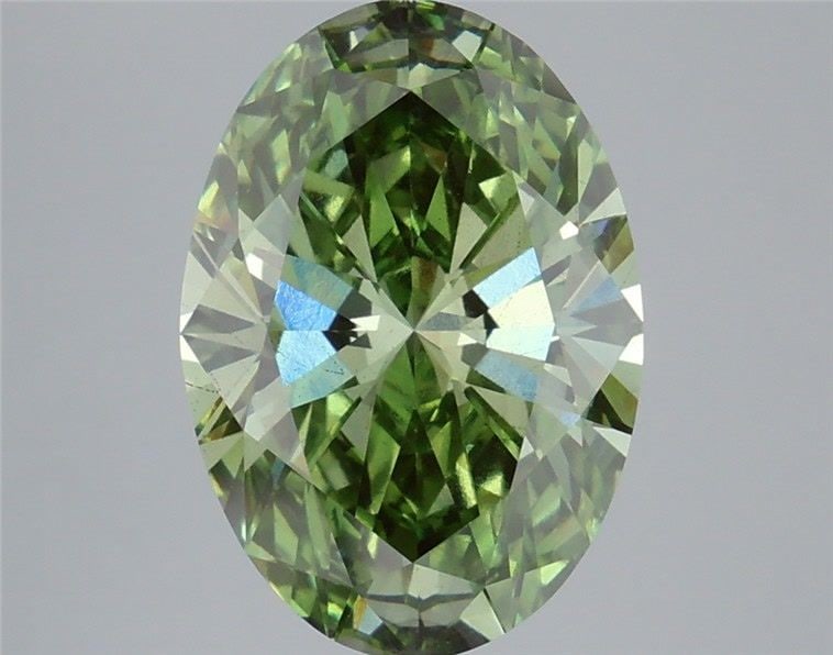 Loose Diamond - OVAL 4.94ct Fancy Vivid Green VS2: Loose Diamond - OVAL 4.94ct Fancy Vivid Green VS2 Source: This is a real non-mined Diamond that has been grown in a lab Shape: OVAL Carats: 4.94 Color: Fancy Vivid Green Certification: IGI Video:
