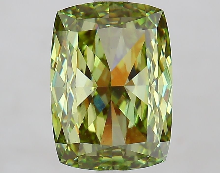 Loose Diamond - CUSHION MODIFIED 3.57ct Fancy Vivid Green VS1: Loose Diamond - CUSHION MODIFIED 3.57ct Fancy Vivid Green VS1 Source: This is a real non-mined Diamond that has been grown in a lab Shape: CUSHION MODIFIED Carats: 3.57 Color: Fancy Vivid Green Certif