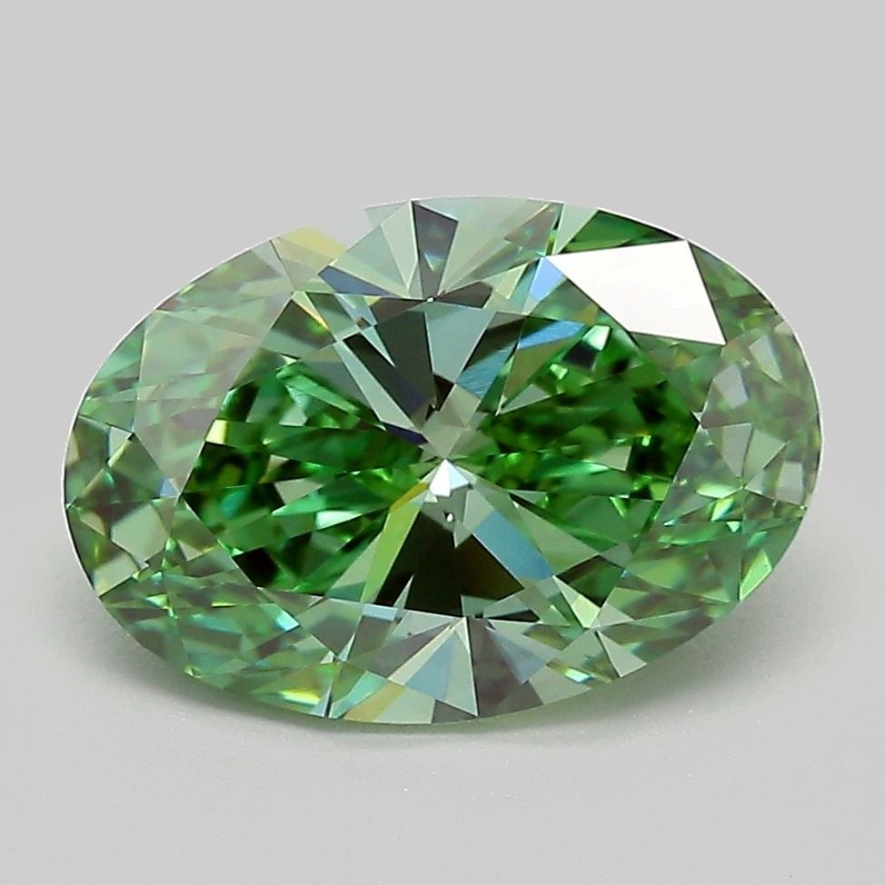 Loose Diamond - OVAL 3.08ct Fancy Vivid Green VVS2: Loose Diamond - OVAL 3.08ct Fancy Vivid Green VVS2 Source: This is a real non-mined Diamond that has been grown in a lab Shape: OVAL Carats: 3.08 Color: Fancy Vivid Green Certification: IGI The Diamon