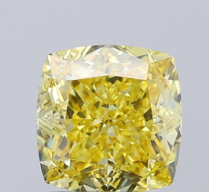 Loose Diamond - CUSHION MODIFIED 1.66ct Fancy Vivid Yellow VS2: Loose Diamond - CUSHION MODIFIED 1.66ct Fancy Vivid Yellow VS2 Source: This is a real non-mined Diamond that has been grown in a lab Shape: CUSHION MODIFIED Carats: 1.66 Color: Fancy Vivid Yellow Cert